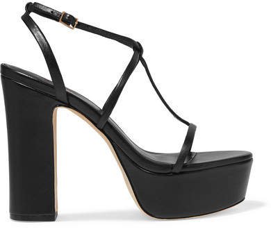 Angela Leather Platform Sandals - Black