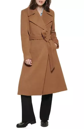 Karl Lagerfeld Paris Wool Blend Wrap Coat | Nordstrom
