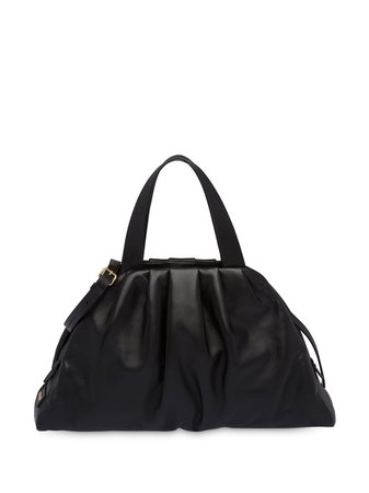 Miu Miu Gathered Detail Handbag 5BA178VOOO2C9O Black | Farfetch