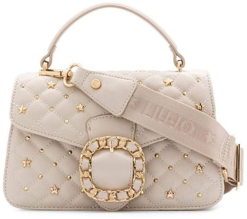 studded quilted top handle bag
