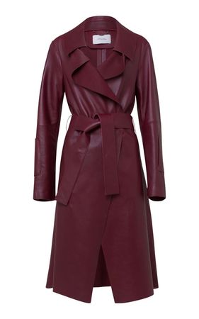rich red vegan leather trench