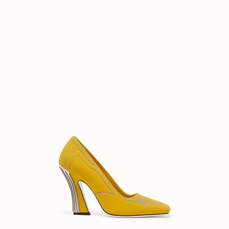 Court shoes in yellow fabric - COURT SHOES | Fendi