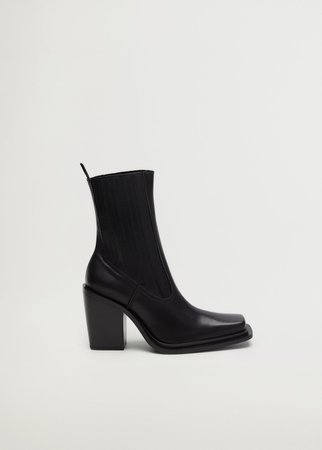 Squared toe leather ankle boots - Women | Mango United Kingdom