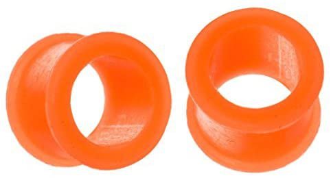 *clipped by @luci-her* BodyJ4You Silicone Ear Skin Flexible Orange Double Flare Flexible