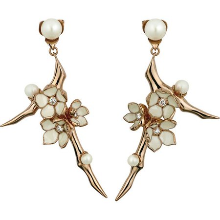 cherry blossom branch earrings gold