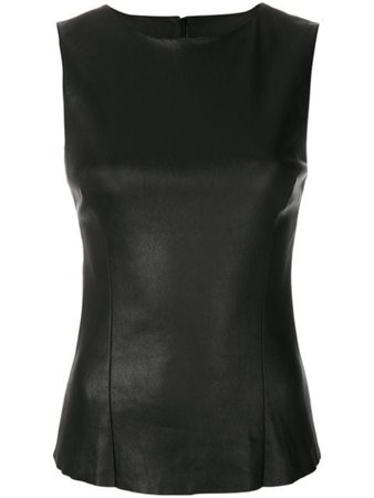 Black Drome Fitted Leather Top | Farfetch.com