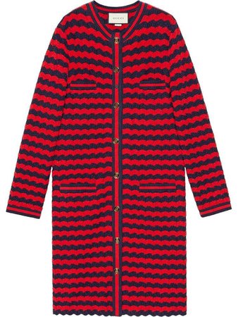 Gucci Striped cotton wool cardigan - Red