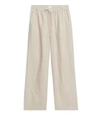 Linen Drawstring Trousers - Beige - ARKET GB