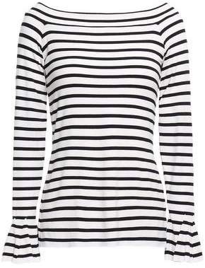 Fluted Striped Stretch-jersey Top
