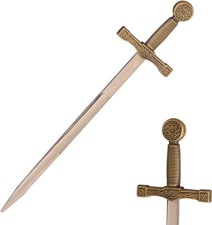 Amazon.com : 7.6" Metal Excalibur Stainless Steel Letter Opener,Medieval Vintage Gold Handle,Mini Sword,Lightweight Hand Envelope Slitter,Special Gift : Office Products