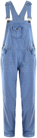 Amazon.com: Anna-Kaci Womens Blue Denim Jean Straight Leg Distressed Pocket Bib Overalls S/M Blue: Clothing