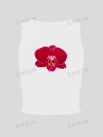 SHEIN EZwear Women's Simple Sleeveless Tank Top With Flower Print | SHEIN USA