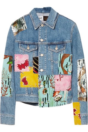 Loewe | + Paula's Ibiza sequined patchwork denim jacket | NET-A-PORTER.COM