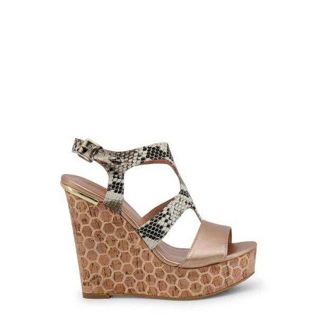 Wedges | Shop Women's Blu Byblos Brown Ankle Strap Leather Wedges at Fashiontage | COVERED_682320_ROCCIA-Brown-36