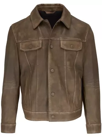 Brioni long-sleeve Leather Jacket
