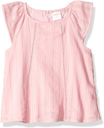 Amazon.com: Gymboree Baby Girls Flutter Sleeve Woven Top, Pink Embroidered Stripe, 2T: Clothing