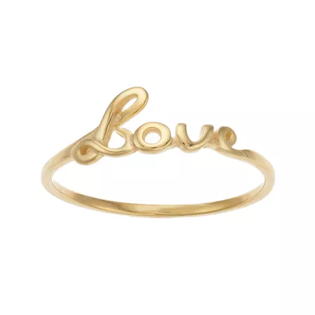 14k Gold Script "Love" Ring