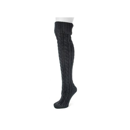 MUK LUKS Women's Cable-Knit Cuffed Over-The-Knee Socks