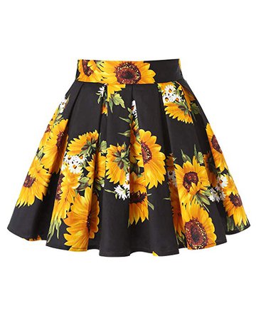 MINTLIMIT 1950's Vintage Pleated Skirt A-line Retro Floral Printed Mini Skirts with Pockets at Amazon Women’s Clothing store