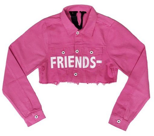 vlone pink crop denim jacket