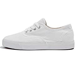 Amazon.com | Womens Canvas Shoes Low Cut Canvas Sneakers Walking Running Shoes（White,US8 | Fashion Sneakers