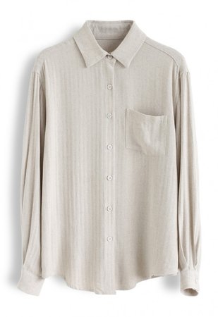 Pocket Button Down Sleeves Shirt in Sand - NEW ARRIVALS - Retro, Indie and Unique Fashion