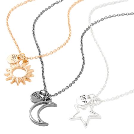 Claire's Best Friends Mixed Metal Cosmic Pendant Necklaces - 3 Pack