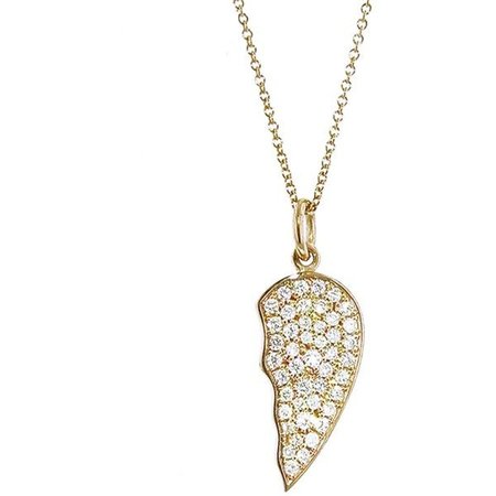 Gold & Diamond Half Heart Pendant Necklace