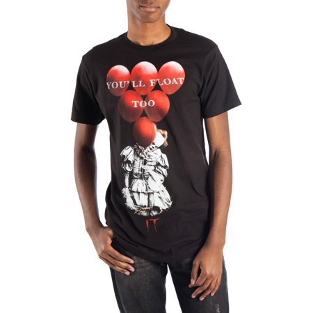 It - Men's "It" Horror Film Pennywise Clown "You'll Float Too" Red Balloon Short Sleeve Graphic Tee - Walmart.com
