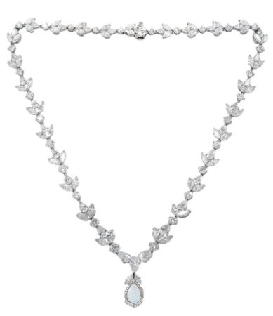 opal diamond pendant necklace