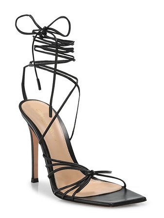 Shop Gianvito Rossi Ankle-Wrap Leather Stilleto Sandals | Saks Fifth Avenue