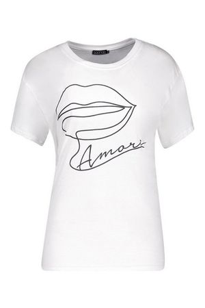 Tall Amore Lips Slogan T-Shirt | Boohoo