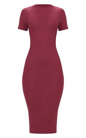 Burgundy Cap Sleeve Midi Dress | Dresses | PrettyLittleThing USA