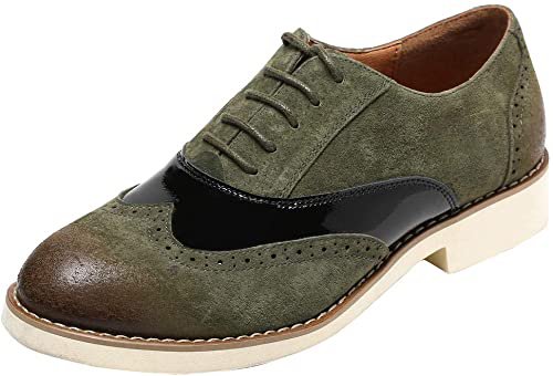 Amazon.com | U-lite Women's Perforated Lace-up Wingtip Leather Flat Oxfords Vintage Oxford Shoes Brogues | Oxfords