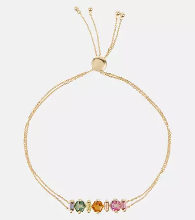 14 Kt Gold Adjustable Chain Bracelet With Gemstones in Pink - Suzanne Kalan | Mytheresa