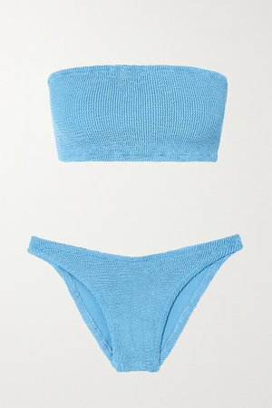 Net Sustain Gabrielle Seersucker Bandeau Bikini - Blue