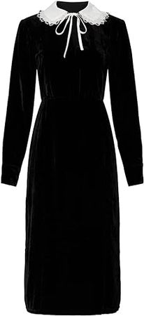 Sweet Baby Jamie Rent The Runway Pre-Loved Black Collared Velvet Dress at Amazon Women’s Clothing store