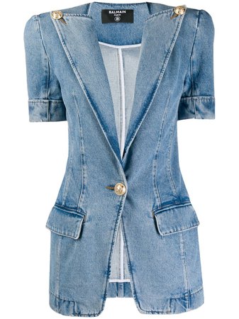 Balmain vintage-effect denim jacket blue TF17061D006 - Farfetch