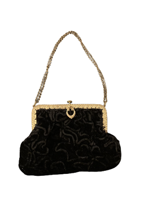antique 1920s black velvet and gold purse