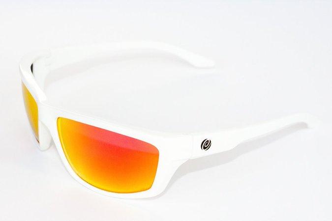 white frame, yellow lenses sunglasses