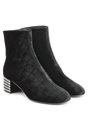 Quilted Velvet Ankle Boots with Embellished Heel Gr. IT 38