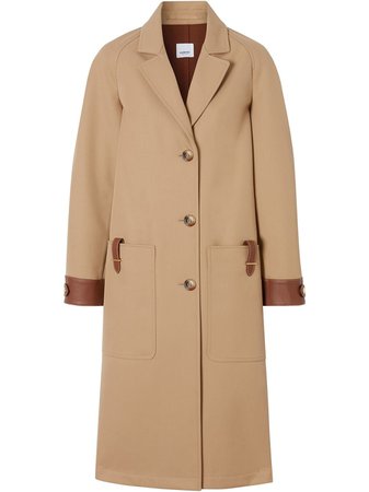 Burberry Leather-Trimmed Coat