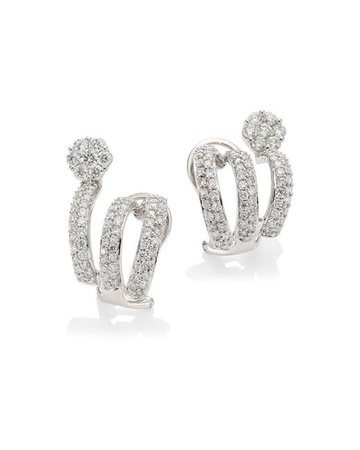 Diamond flower cuff earrings