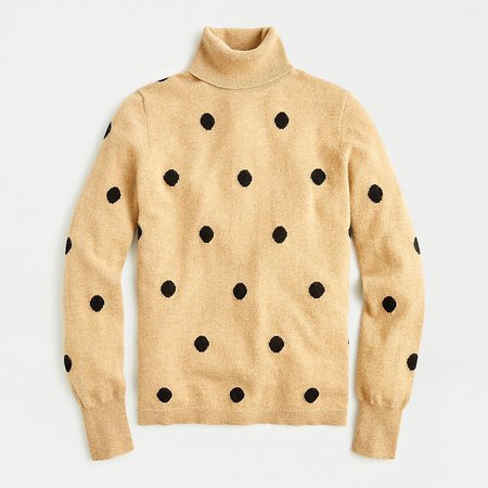 J.Crew: Everyday Cashmere Turtleneck Sweater In Polka Dots camel