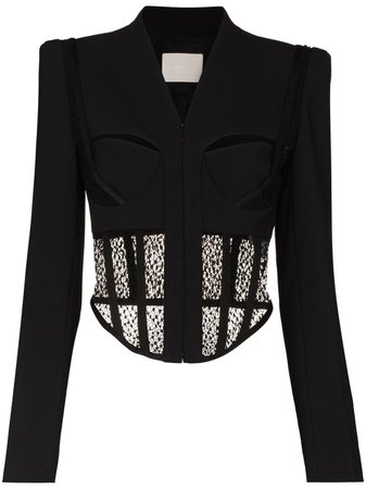 Shop Dion Lee suspended lace wool-blend bustier jacket with Express Delivery - FARFETCH