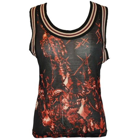 Jean Paul Gaultier Stretch Racer's Back with Stripe Accent Tank Top For Sale at 1stDibs