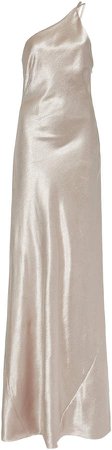 Roxy One-Shoulder Metallic Satin Gown Size: 36