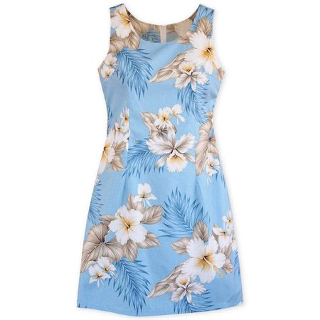 Lavahut - Hibiscus Joy Blue Short Hawaiian Tank Dress