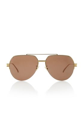 Oversized Aviator Gold-Tone Sunglasses By Bottega Veneta | Moda Operandi
