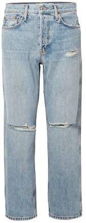 Cropped Faded High-rise Straight-leg Jeans